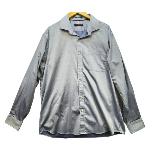 Tommy Hilfiger Mens Dress Shirt Size XL Blue Stretch Wrinkle-Resistant Workwear - Picture 1 of 12